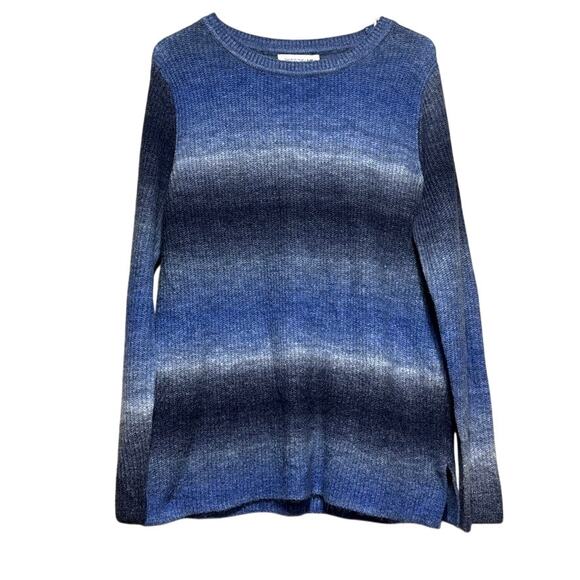 Skye's The Limit Sweaters - Skye's The Limit Blue Ombre Tie-Dye Crewneck Sweater Size Large Striped Knit NWT